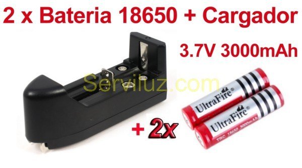 2 x Bateria Recargable 18650, 3000