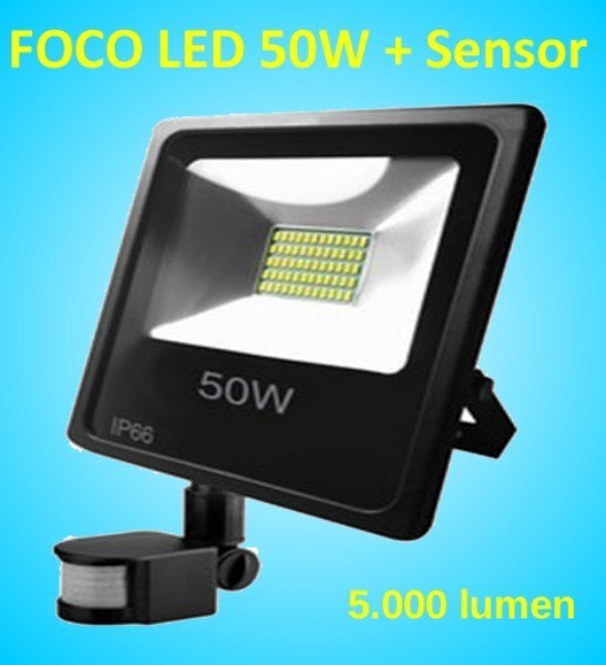 50W Foco LED Exterior con Sensor de Movimiento, 5000LM Luz Exterior con  Sensor, Luz de Seguridad, Blanco Frío 6000K Detector Foco Exterior IP65  Impermeable para Porche Fábrica Terraza Garaje Patio : 