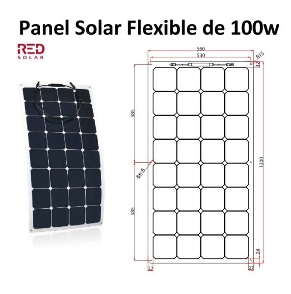 Convención azúcar presión Panel Solar Flexible de 100w Panel Solar Flexible de 100w [Panel-Flexible-100w]  - €185.54 : Serviluz, iluminación, electricidad y electrónica.